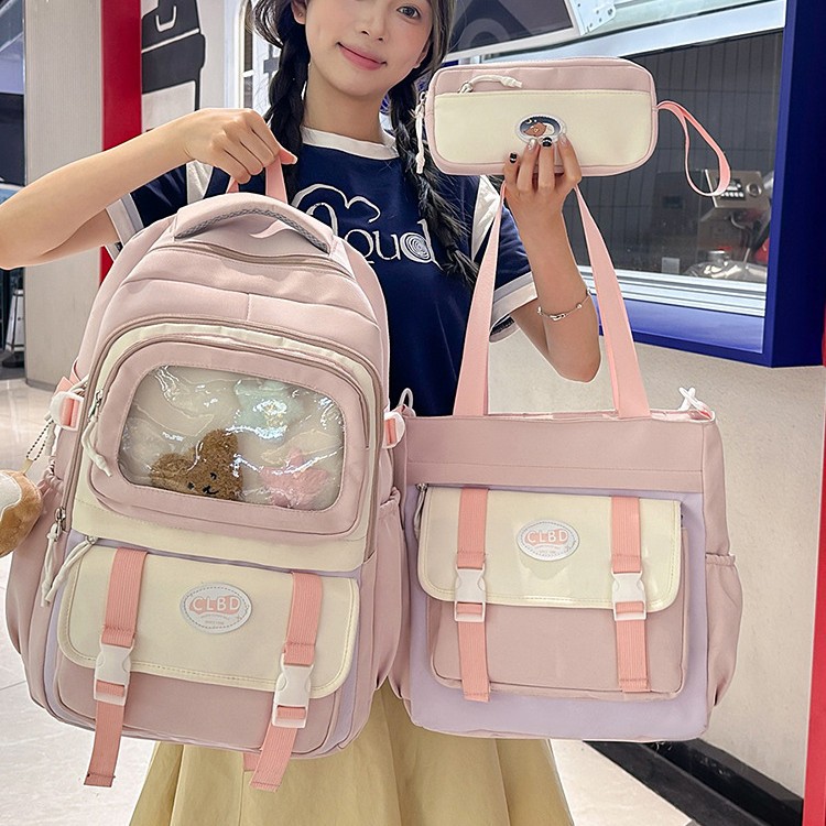学院ins风可爱学生书包大容量初高中背包日系透明吧唧痛包补课袋