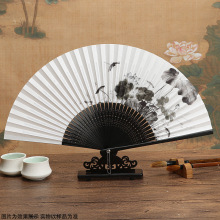 来图定制国风女扇 水墨风格竹扇定制 商务礼品批发支持Logo定制