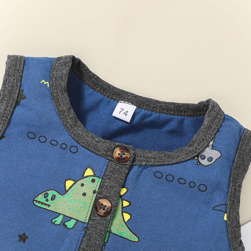 Wholesale Cartoon Dinosaur Print Children's Vest Shorts Two-piece Nihaojewelry display picture 5