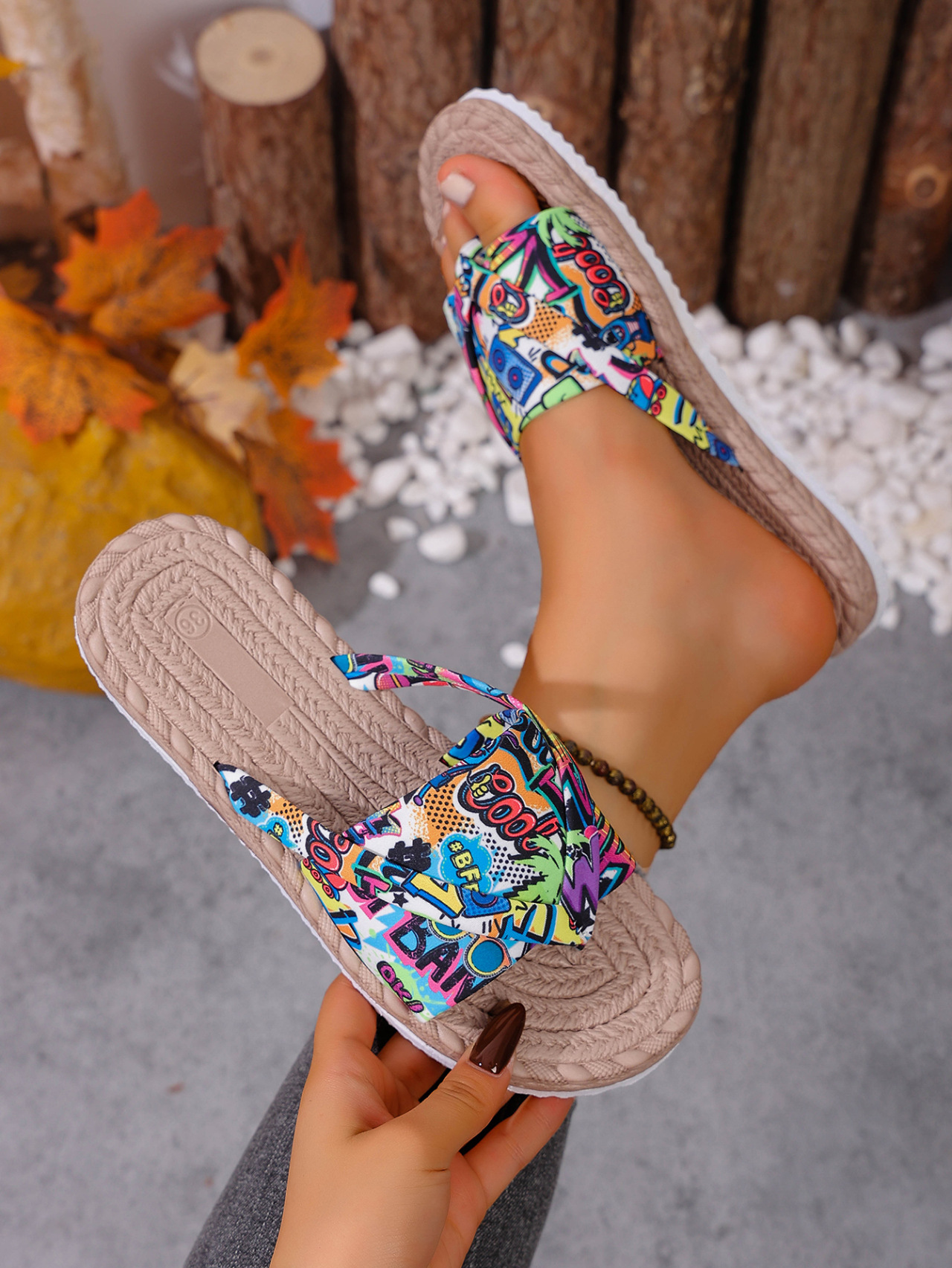 Women's Ethnic Style Flat Slides Sandals Summer Outdoor Beach_voghion.com