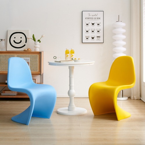 北欧家用餐椅简约可叠放塑料靠背椅网红设计师洽谈潘东椅梳妆凳子