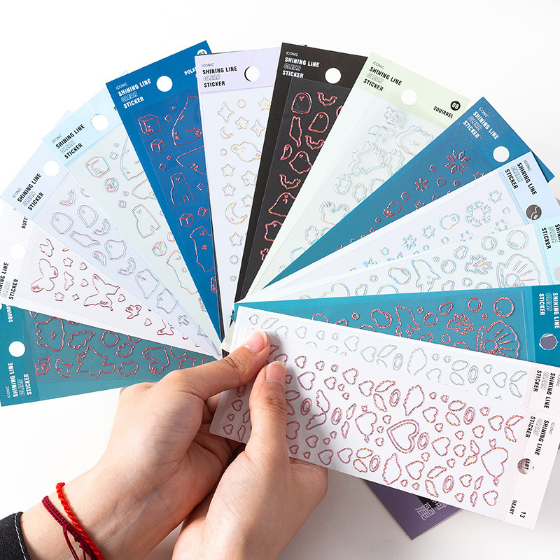 Flash láser transparente pegatinas DIY álbum mano cuenta material de decoración pegatinas estrella decoración transparente PVC pegatinas