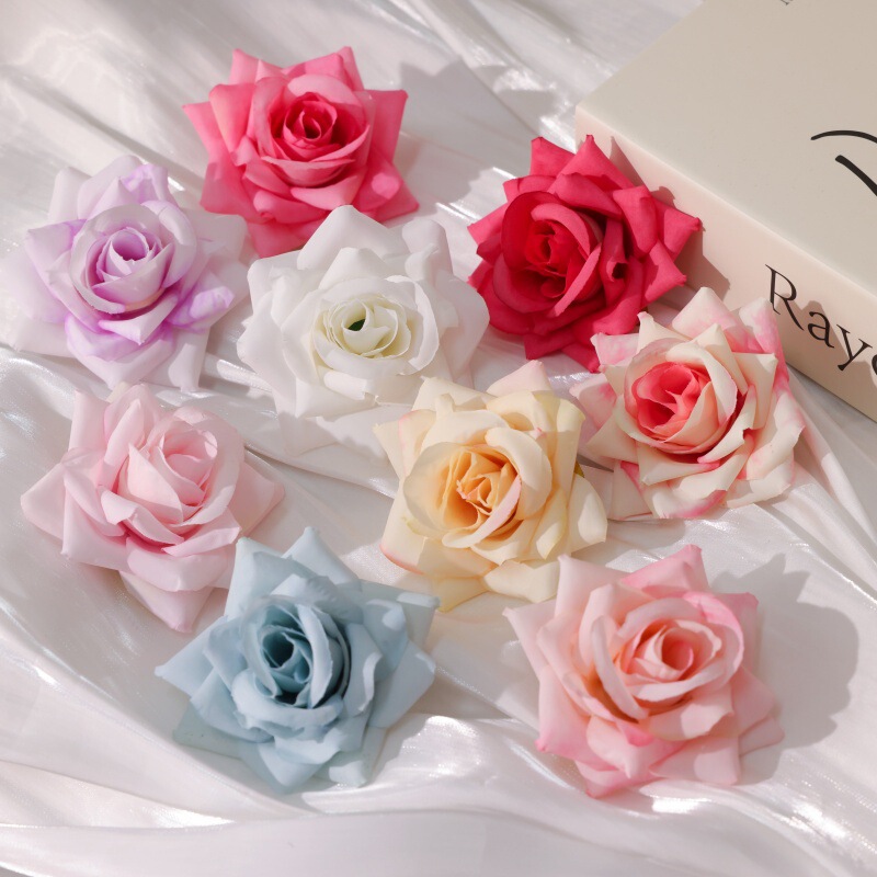 simulation rose flower head diy wrist wreath hair accessories hairpin flower wall decoration accessories wedding flower wholesale