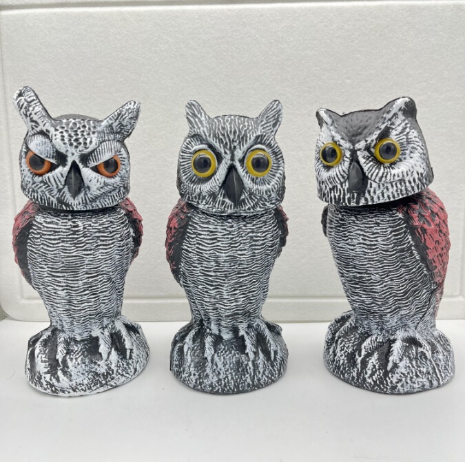 Simulation owl bait ornaments scare away birds 360 ° rotating scarecrow outdoor garden balcony porch pendulum