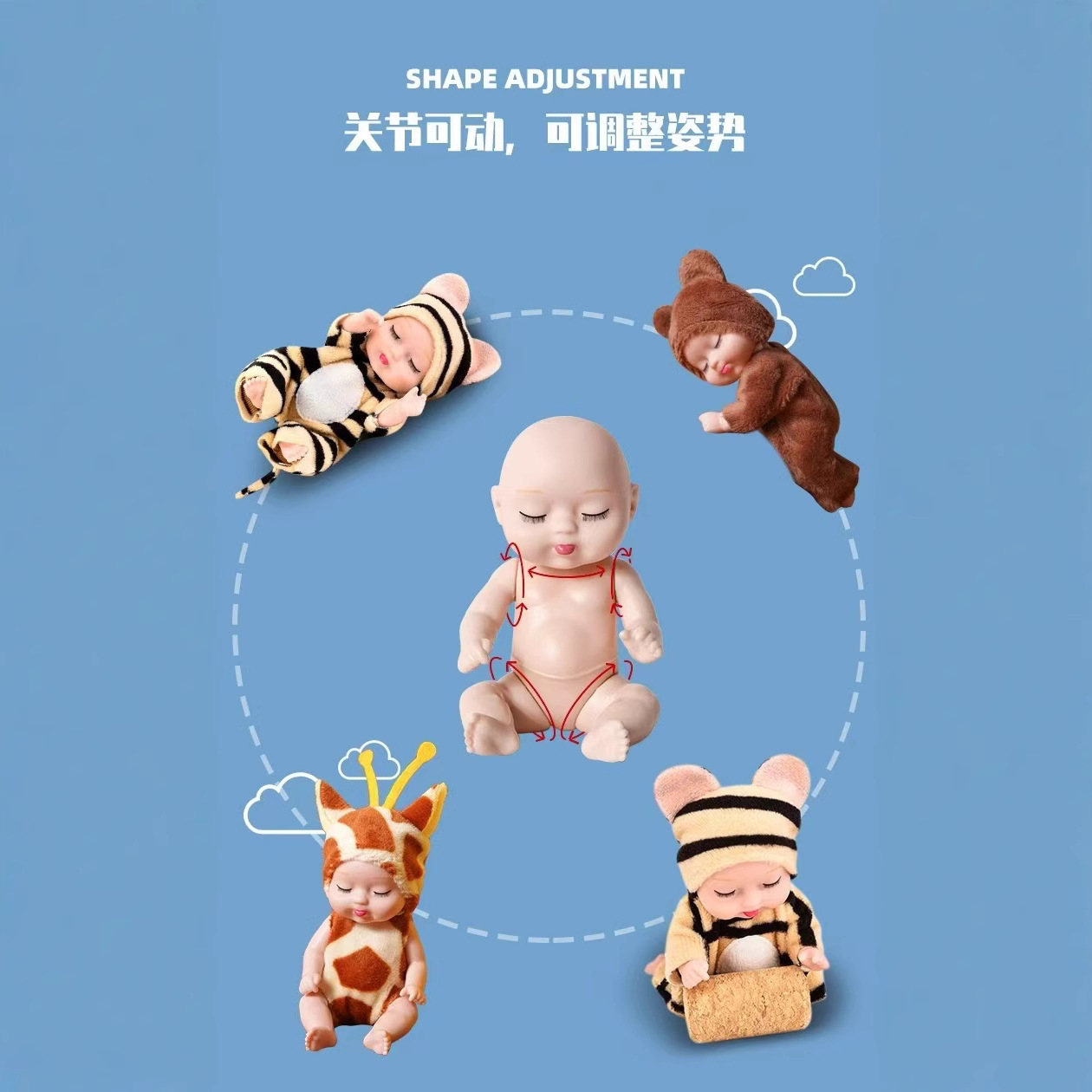 Transfronteriza nueva muñeca de simulación de sueño de 5 pulgadas 13CM renacimiento bebé bjd fábrica de muñecas de confort al por mayor