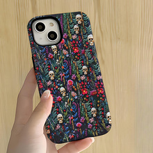 亚马逊热销骷髅花朵苹果15手机壳iphone17磨砂二合一菲林壳14防摔