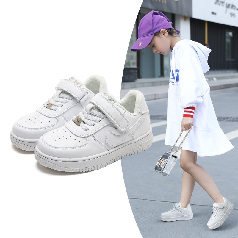 Children's white shoes Air Force No. 1 aj children's shoes autumn and winter New boys' genuine leather sneaker low-top girls' board shoes fashion Children's white shoes Air Force No. 1 aj children's shoes autumn and winter New boys' genuine leather sneaker low-top girls' board shoes fashion