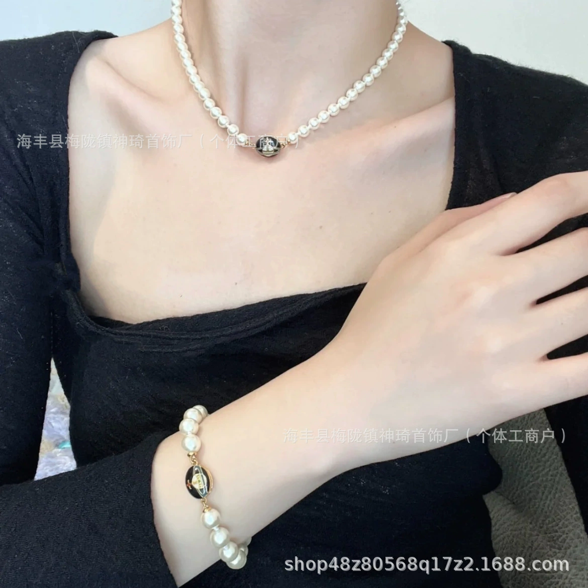 Бусы из жемчага, эмаль, кулон, цепочка для сумки-ключа, новый цвет