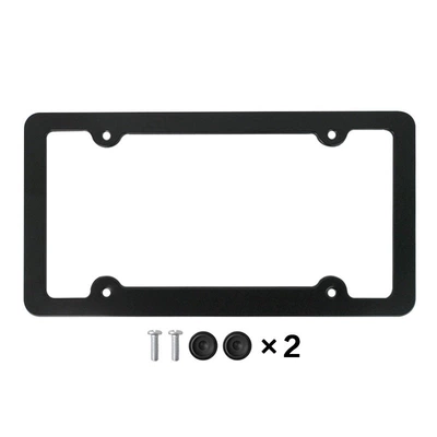 Alloy American License Plate Frame License | License plate holder/license plate holder - four-hole-rounded-corners-narrow-at-the-top-and-wide-at-the-bottom-steel-black-including-accessories