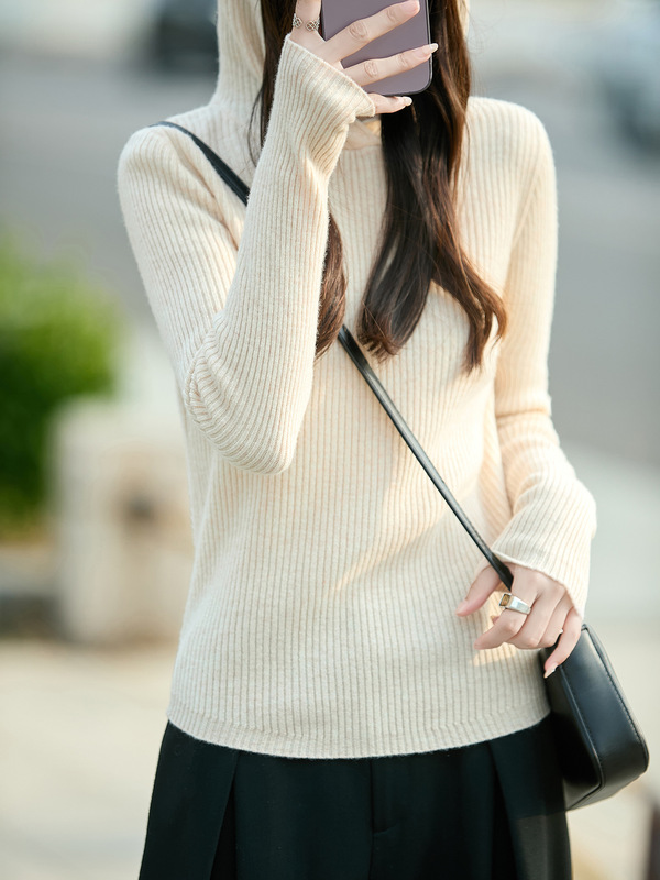 2025 New Autumn and Winter New Year Red Hooded Pure Wool Knitwear Women's Loose Striped Sweatshirt Long-Sleeved Cashmere Hoodie