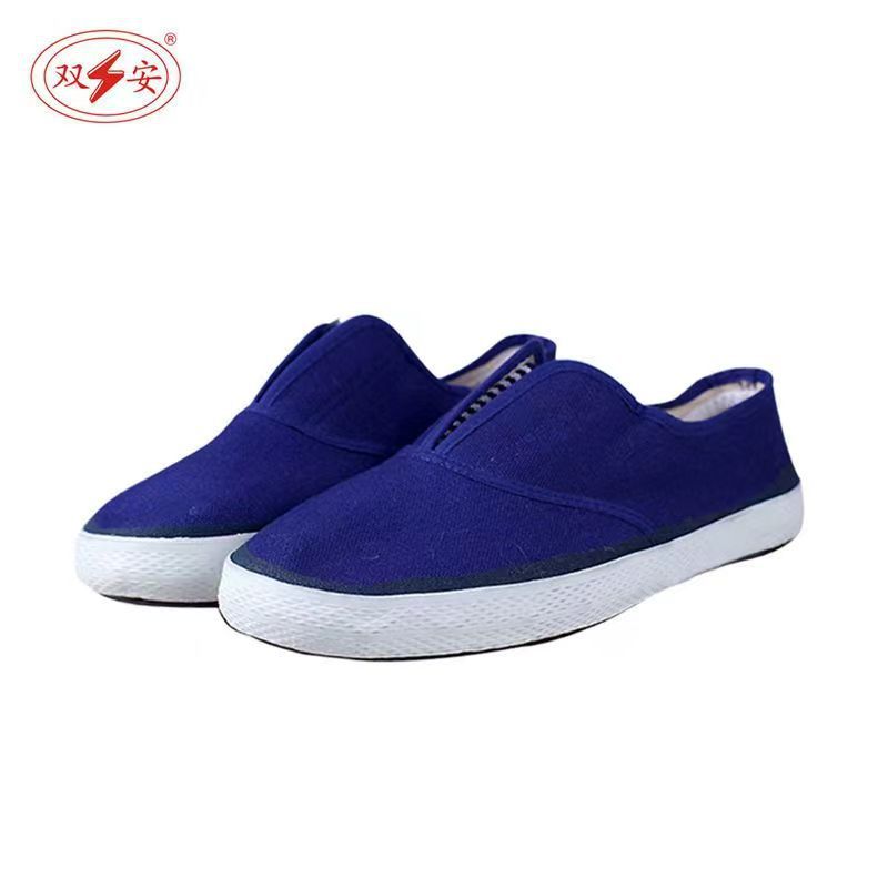 防静电鞋加油站电子厂洁净室防尘橡胶底帆布鞋低帮平底劳保鞋
