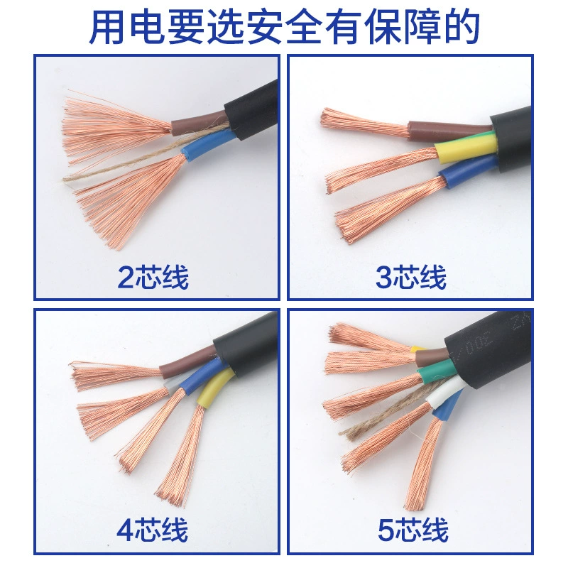 Pure Copper Pearl River wires and cable national standard soft line two -core three -phase cable 1/2 core 2.5/4/6 square meters