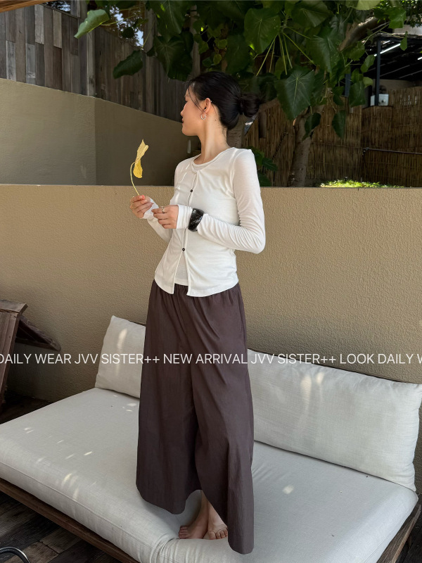 JVV十三行2025秋季新款松紧高腰阔腿直筒八分裤百搭休闲裤女90559|undefined