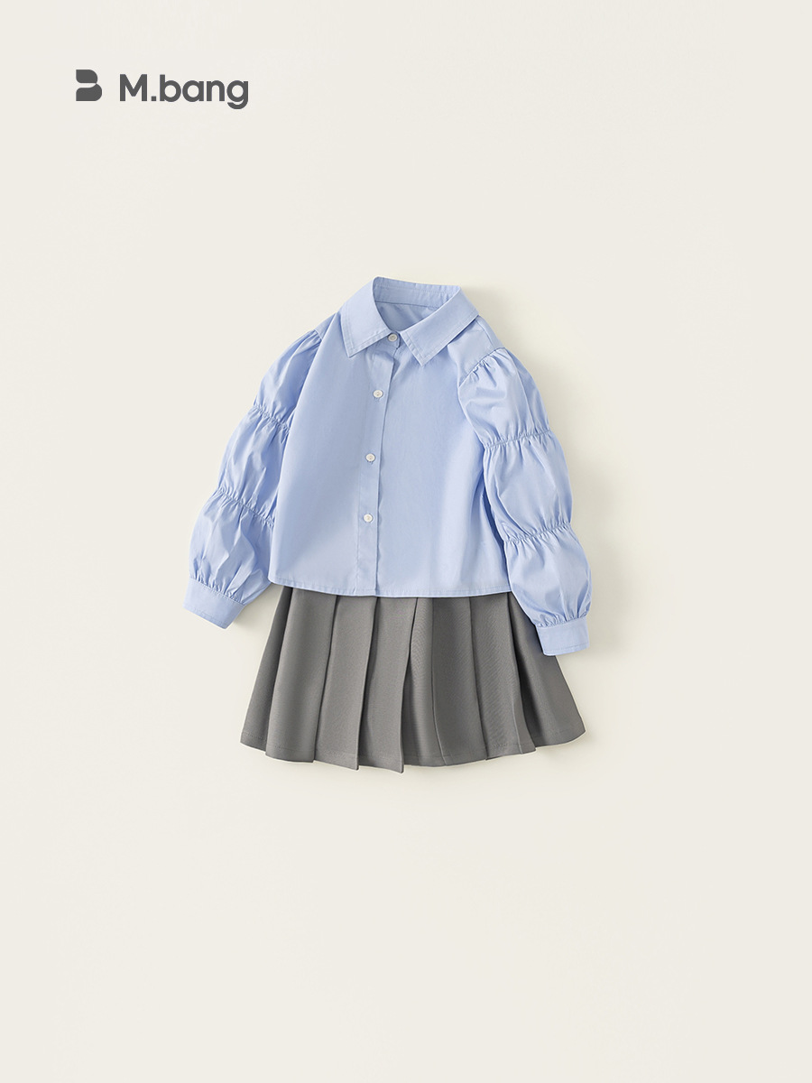 Yubao Huzhou Zhili Children 's Wear Girls JK set Spring 2026 Girls shirt sólido falda plisada de dos piezas