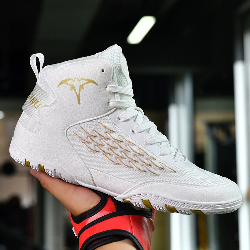 Боксерская обувь для мужчин и женщин, боевая обувь, тренировочная высокая детская профессиональная обувь для тайского бокса, бесплатная боевая обувь, борцовская обувь.