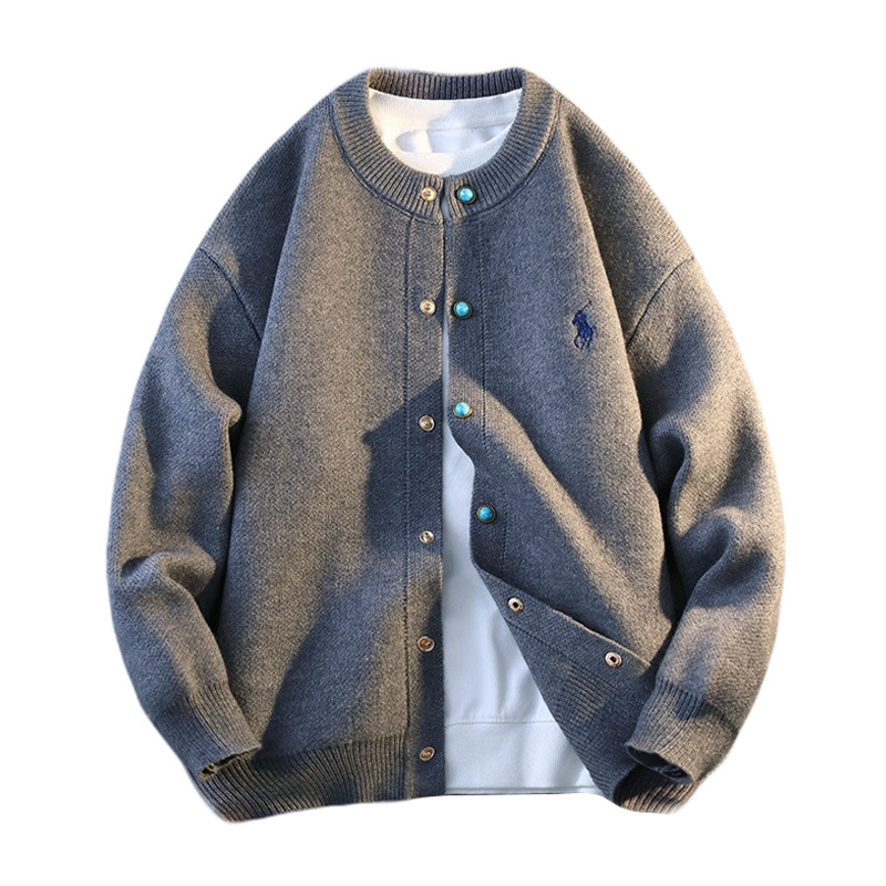 Explosiones transfronterizas de tamaño grande europeo Cardigan jersey suéter hombre chaqueta vieja ganancia fábrica de botones turquesa al por mayor