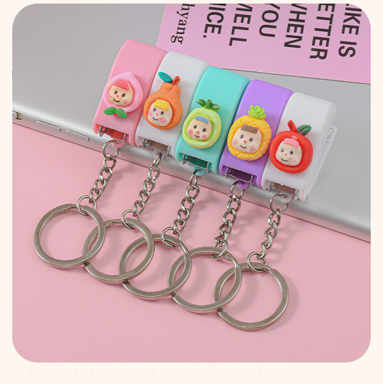 Cute Cartoon Student Small Portable Binding Book Stapler With Keychain display picture 3