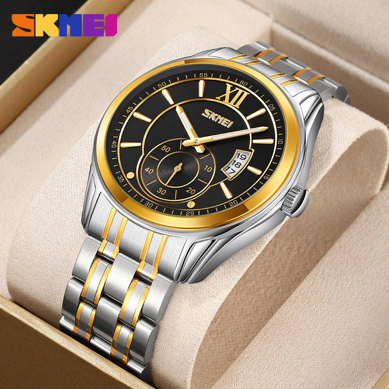 Momento de relojes de hombre de acero sólido calendario de negocios relojes de pulsera impermeable relojes de cuarzo fábrica de stock transfronterizo al por mayor