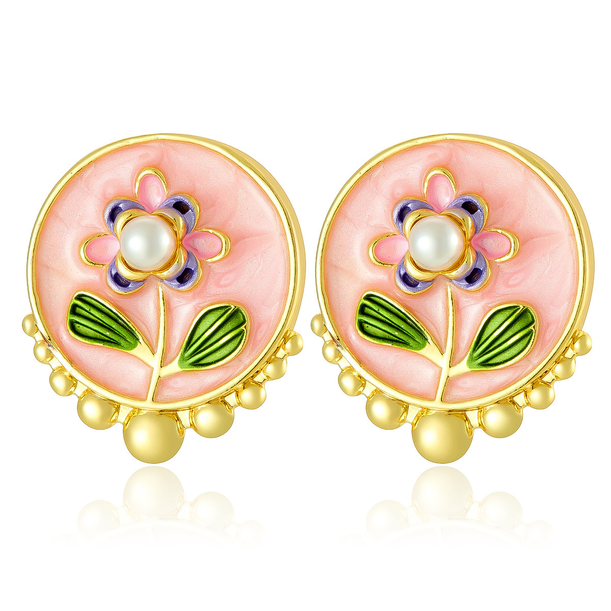Pendientes de pintura al óleo de jardín de Monet para mujer nuevos pendientes de lujo ligero de estilo chino de alta gama 2025 nuevos accesorios de oreja de temperamento explosivo