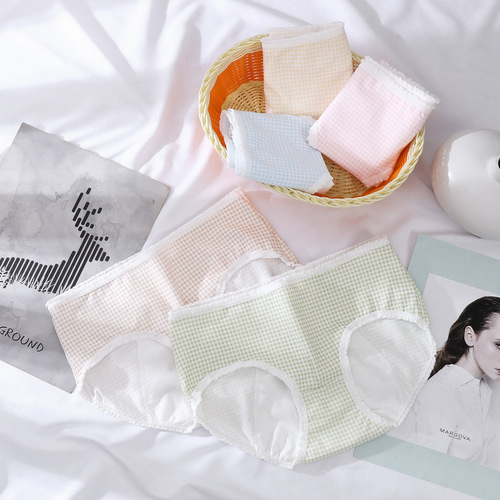 Pure cotton menstrual pants underwear women's mid-waist menstrual period aunt's leak-proof cotton sanitary pants girl's briefs
