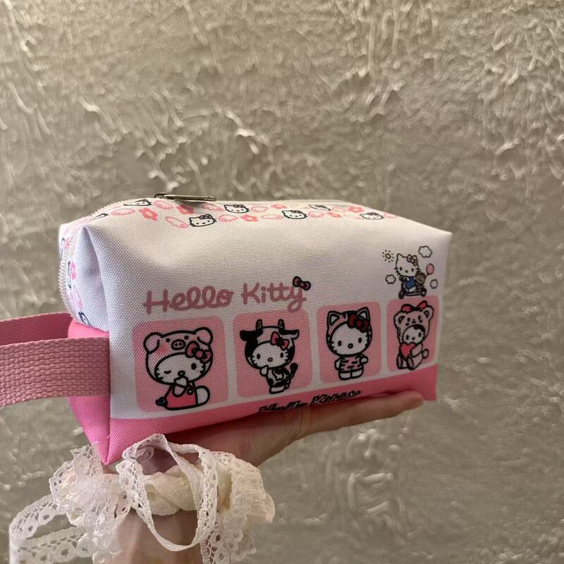 高颜值化妆包女士小拎包便携收纳包大容量学生笔袋多功能kt猫包包|undefined