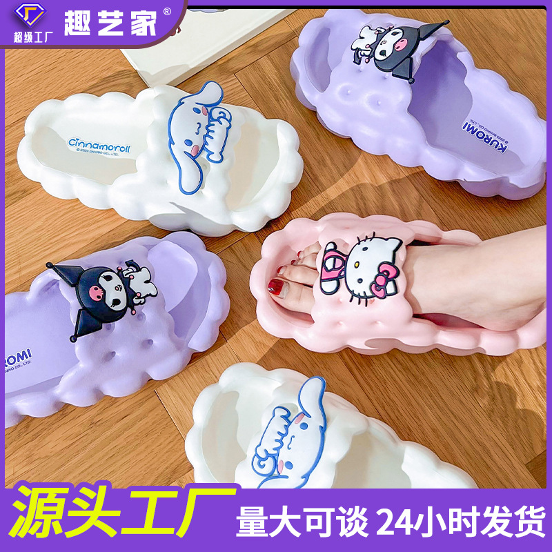 Sanrio chinelos para meninas dos desenhos animados bonito macio-sola antiderrapante banho de banho exterior sandália chinelos para mulher verão