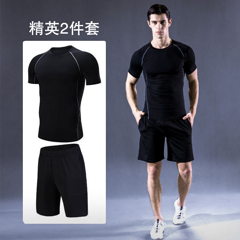 Conjunto deportivo transpirable de verano para hombre, camiseta de secado rápido y pantalones cortos para correr por la mañana, estilo moderno.