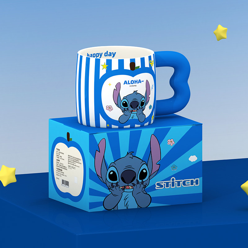 Tazas de agua de cerámica de alto valor facial para mujeres nuevas tazas de marca 2025 tazas de pareja Stitch caseras regalos de cumpleaños para beber agua