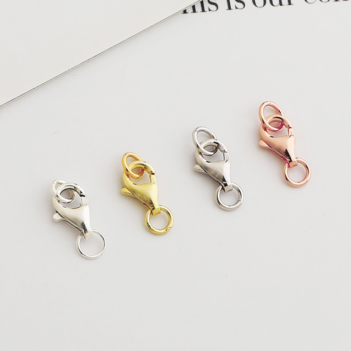 S925 Sterling Silver Closed Double Circle Lobster Clasp DIY Handmade Bracelet Necklace Buckle Water Drop Buckle Silver Gold-Plated Jewelry Accessories S925 Sterling Silver Closed Double Circle Lobster Clasp DIY Handmade Bracelet Necklace Buckle Water Drop Buckle Silver Gold-Plated Jewelry Accessories