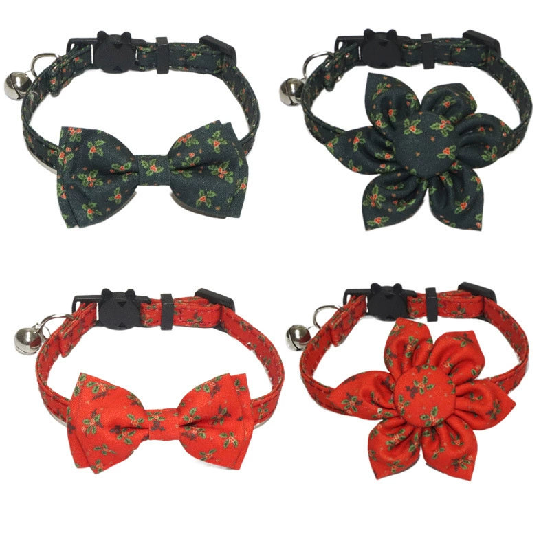 Amingge новый ошейник для домашних животных Рождественская серия красный и зеленый кошачий ошейник Рождественский фруктовый узор кошачий ошейник колокольчик