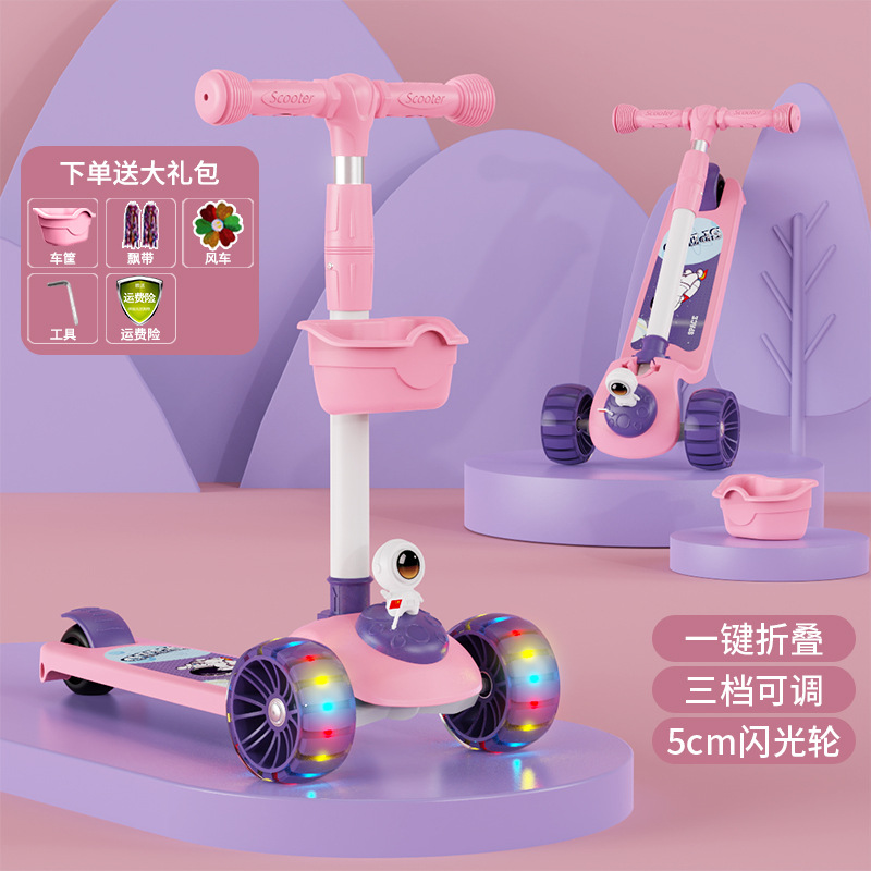 Niños de scooter con asiento plegable 2-6-10 años de edad niños y niñas tres en uno scooter con pedal