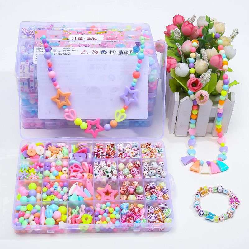 24-Grid DIY Children's Bead Threading Toy for Amblyopia Correction, Bead Threading Set for Girls, Parent-Child Interaction 24-Grid DIY Children's Bead Threading Toy for Amblyopia Correction, Bead Threading Set for Girls, Parent-Child Interaction