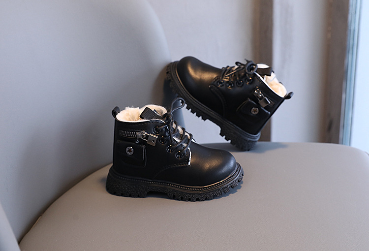Ragazze Martin Inverno 2023 Baby Peluche Ispessito in caldo cotone Ragazzi antiscivolo Suola morbida Stivaletti bassi a botte bassa_voghion.com