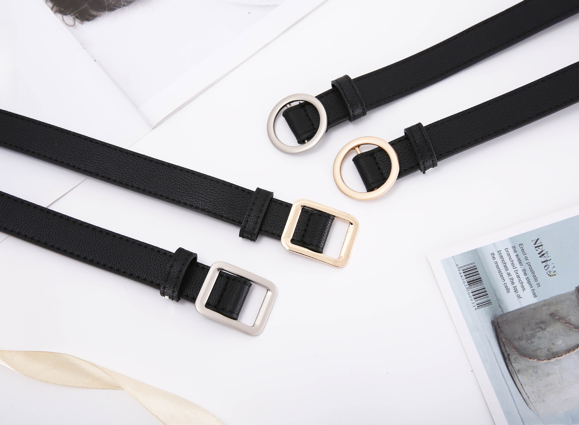 Hole-free Women's Belt Jeans Belt Belt Korean Fashion Trend All-match Decorative Alloy Buckle Black Belt_viptrois.com