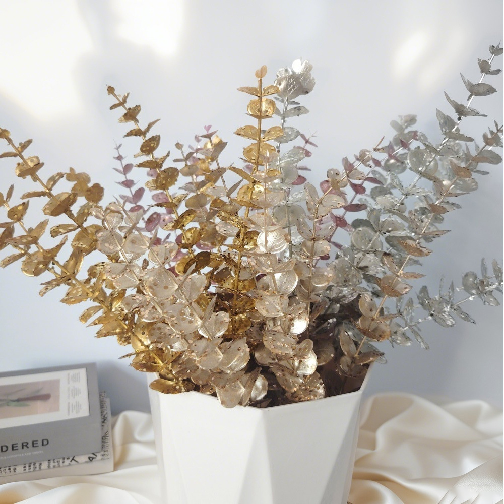 Sequinilla de Eucalyptus 47CM flores de imitación de hojas festivas de decoración de Navidad boda hogar