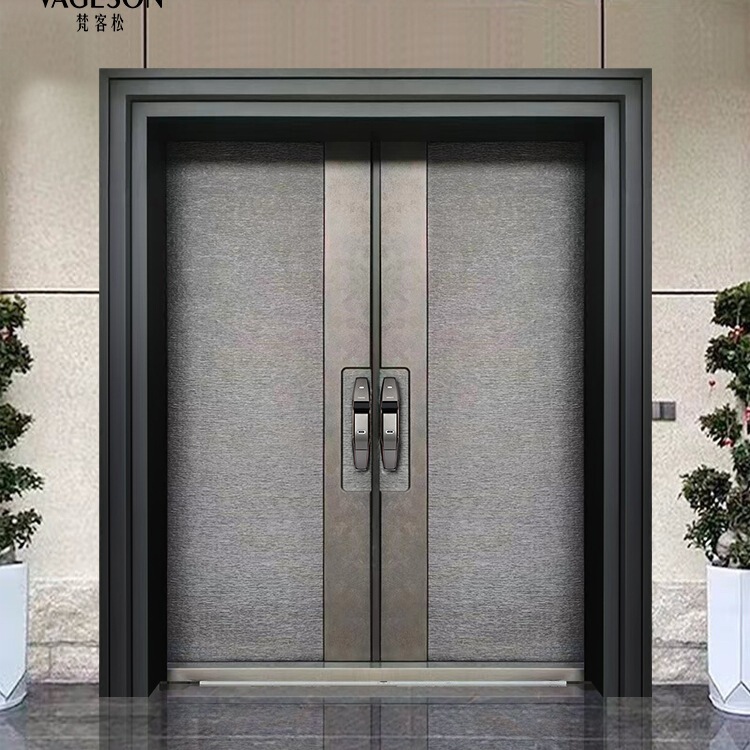 Cast Aluminum Rural Self-Built House Villa Door Double Door Chinese Style Entrance Double Door Anti-Theft Entrance Double Door Rural Custom-Made