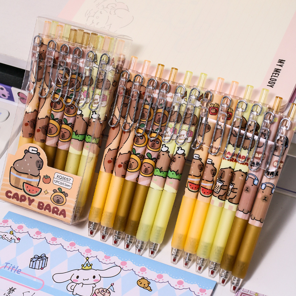 Cute postre fiesta 12 bolígrafos de caja de dibujos animados perros metal bolígrafo neutro bolígrafo de firma ST negro