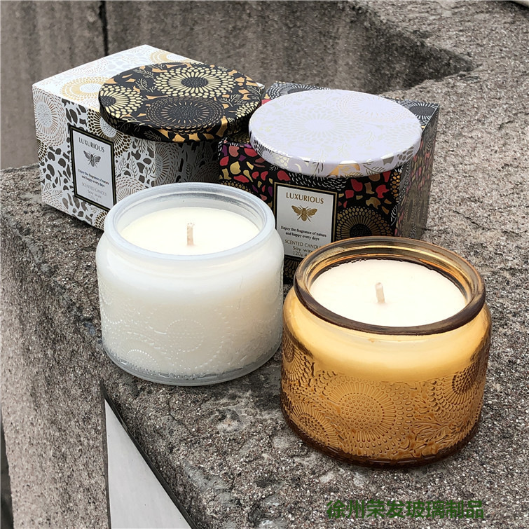 现货星空杯大小浮雕蜡烛香薰瓶 彩色蜡烛玻璃罐香薰瓶