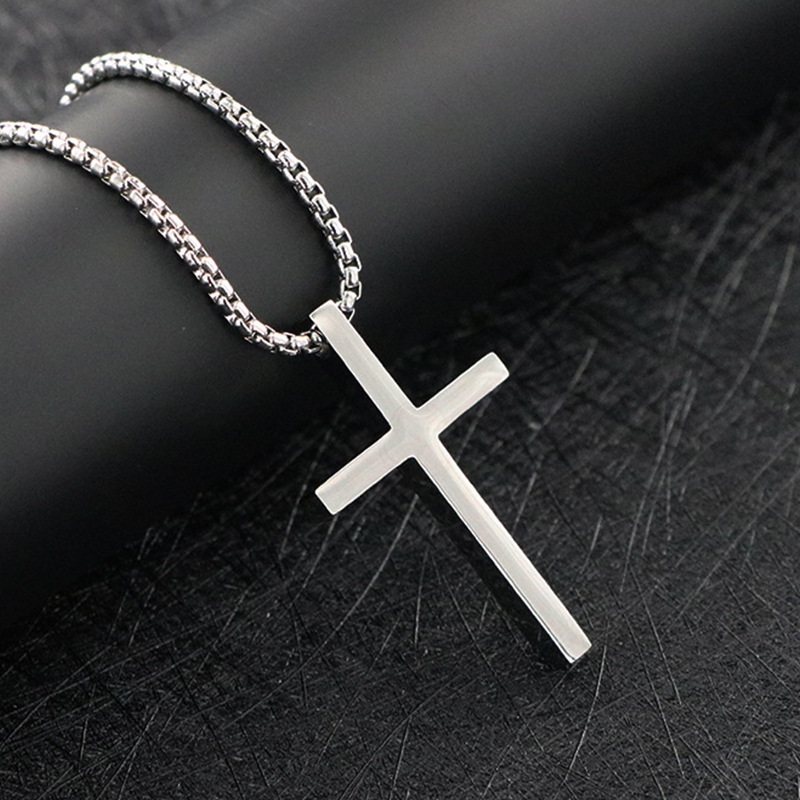 European and American Ins Personalized Titanium Steel Necklace Fashion Hip-Hop Cross Pendant Autumn and Winter Long Sweater Chain Men's Jewelry