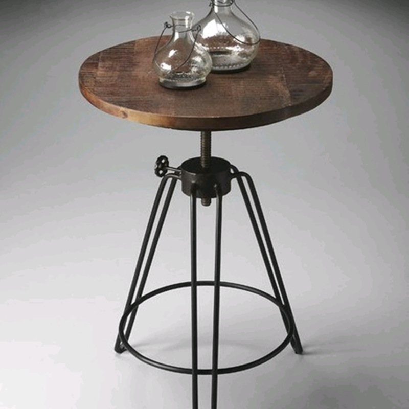 Modern Minimalist Coffee Table Side Table Corner Table Small Round Table Solid Wood Coffee Table Antique Iron Classical Tea Table and Chair Combination J&