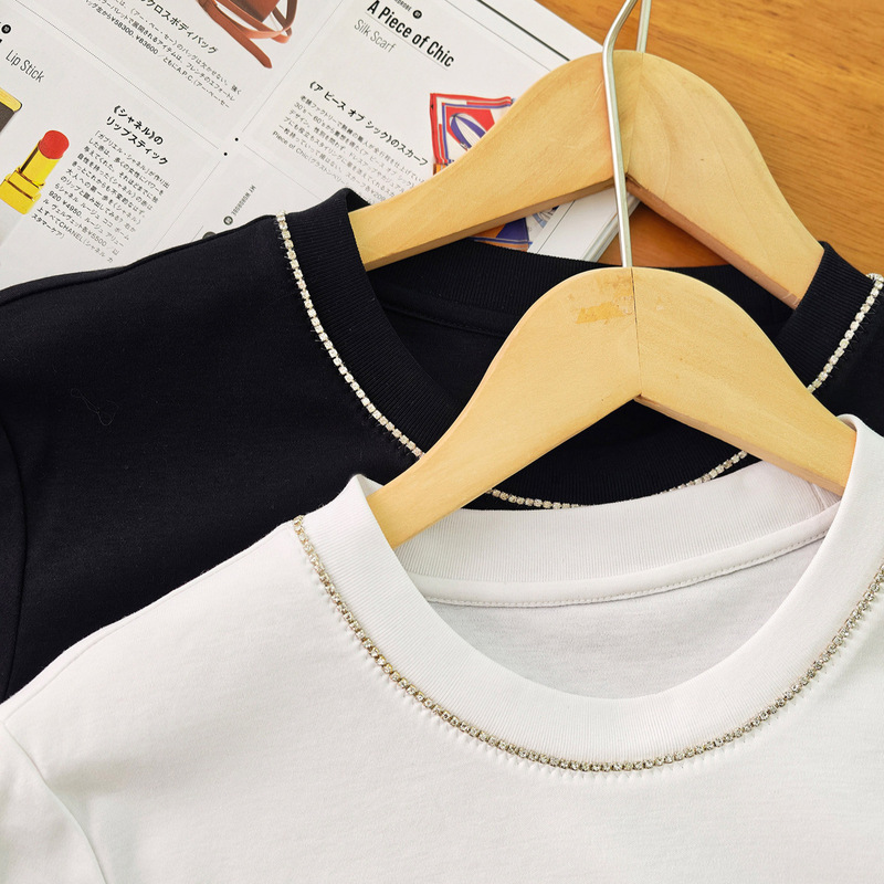 【Pearl Chain Short Sleeve T-Shirt】Premium Cotton! Wrinkle-Resistant/Straight Shoulder, Three-Dimensional Cut, Slim-Fit Short Sleeve T-Shirt 【Pearl Chain Short Sleeve T-Shirt】Premium Cotton! Wrinkle-Resistant/Straight Shoulder, Three-Dimensional Cut, Slim-Fit Short Sleeve T-Shirt