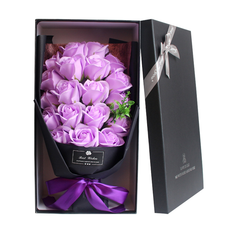 Regalo para el Día de San Valentín, ramo de 18 rosas terminadas, caja de regalo, regalo para el Día de la Madre, caja de regalo para cumpleaños, Día de San Valentín