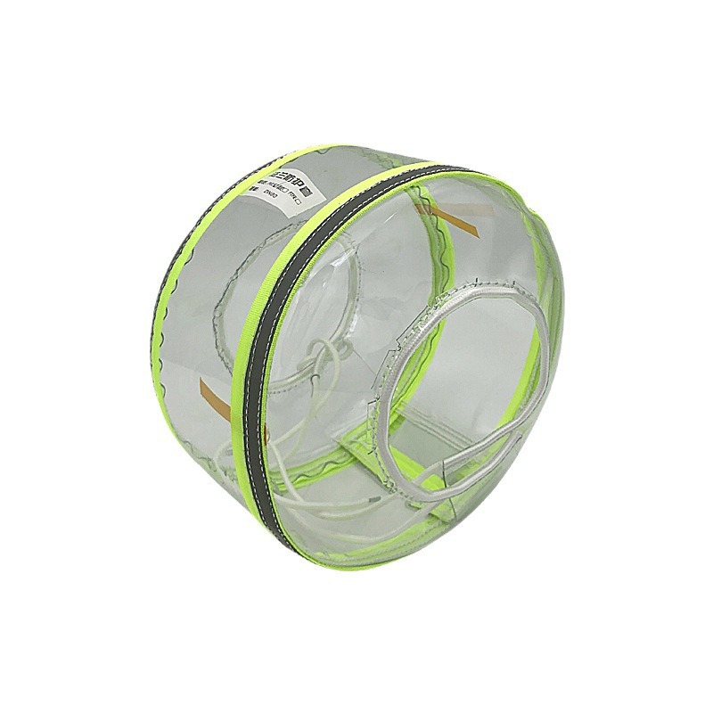 法兰防漏飞溅护套耐酸碱防护罩反光条绿色透明PVC法兰管道保护套