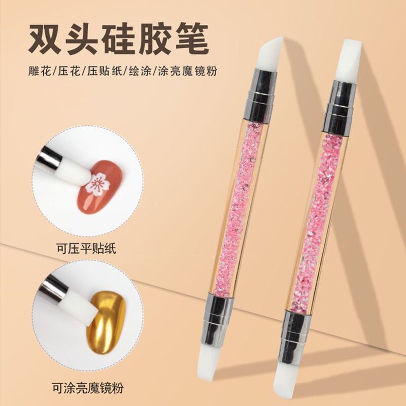 Nail Art Double Head Silicone Pen Wholesale Multifunctional Double Bevel Cone Point Press Magic Mirror Powder Carving Auxiliary Tool Nail Art Double Head Silicone Pen Wholesale Multifunctional Double Bevel Cone Point Press Magic Mirror Powder Carving Auxiliary Tool