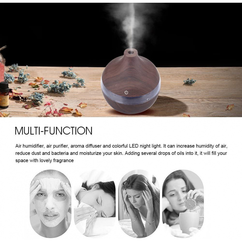 Venta al por mayor de humidificadores ultrasónicos de grano de madera, mini humidificadores portátiles de niebla de oficina de escritorio