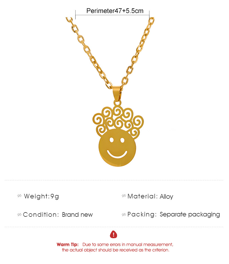 Cross-border New Couple Smiley Face Necklace Boy Girl Necklace Creative Hollow Clavicle Chain display picture 1