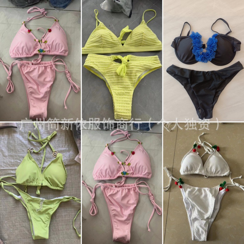 2025 nuevo color sólido transfronterizo europeo y americano sexy sheini triángulo bikini fábrica de trajes de baño para mujeres al por mayor