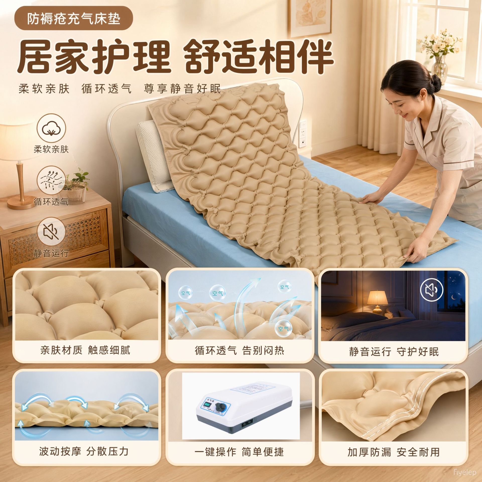 Colchón de aire antidecúbito, cojín de aire con circulación fluctuante para dormir, inflable para ancianos postrados en cama, colchón esférico individual de cuidado. image 3