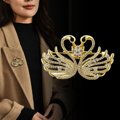韓國配飾氣質鑲鋯石天鵝胸針甜美小眾成雙成對天鵝別針小香風飾品