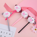 韩版甜美可爱少女心小猪毛球中性笔 创意水性圆珠笔学生考试文具
